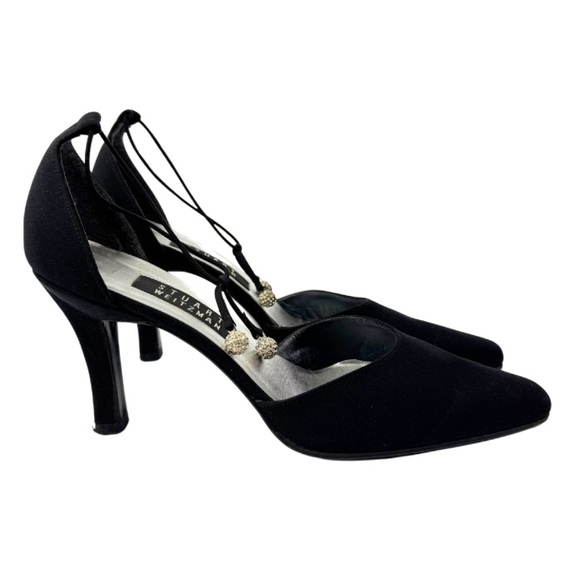 Stuart Weitzman Jezebella Women's Black Rhinestone Ball Tie Formal Shoe Size 7.5 - Picture 1 of 12